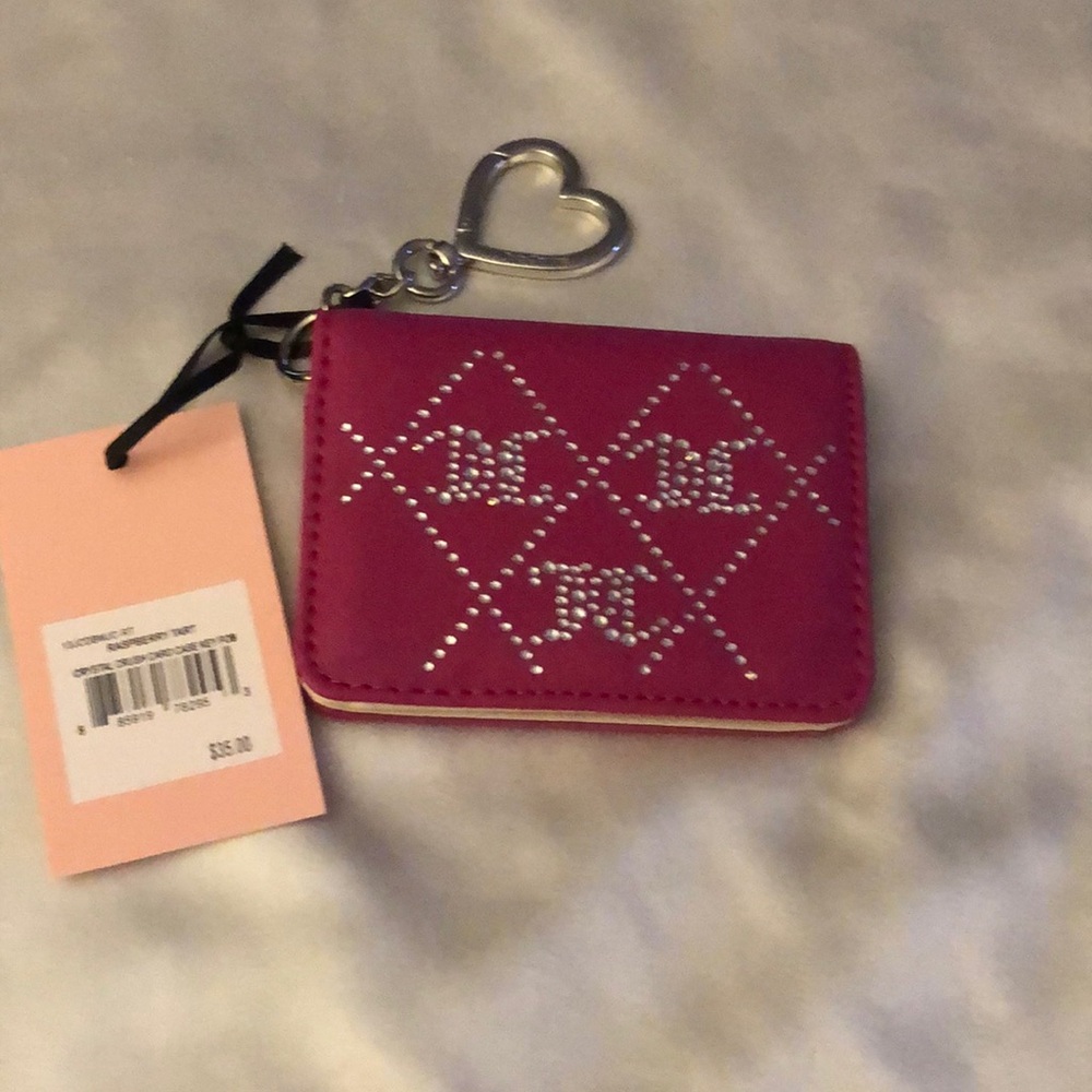 Juicy Couture Raspberry Tart Crystal Crush Card Case Key Fob Wallet NWT